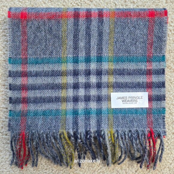 NWOT Merino Wool Scarf James Pringle Weavers Colorful Plaid - Picture 2 of 7